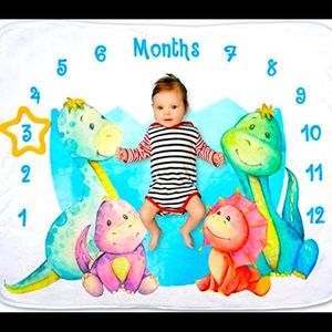 Dinosaur monthly baby blanket